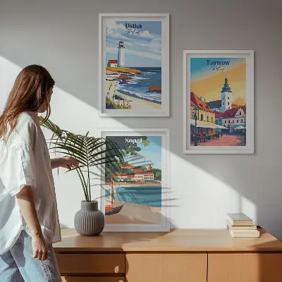Billedramme med bymotiv motiver af Ustka, Tarnów og Sopot