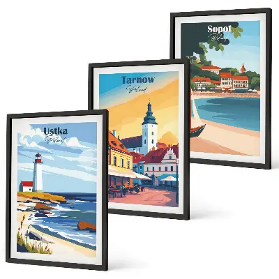 Billedramme med bymotiv motiver af Ustka, Tarnów og Sopot