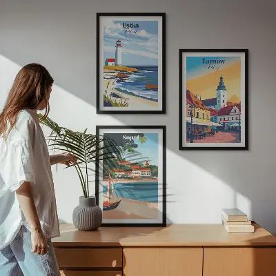 Billedramme med bymotiv motiver af Ustka, Tarnów og Sopot