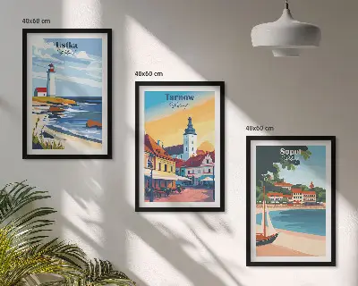 Billedramme med bymotiv motiver af Ustka, Tarnów og Sopot