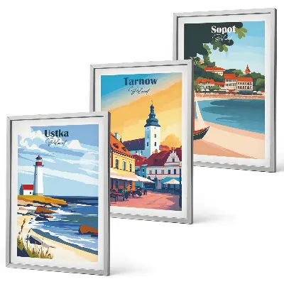Billedramme med bymotiv motiver af Ustka, Tarnów og Sopot