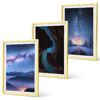 Billedvæg inspiration Nattehimmel bjerge vinterlandskab