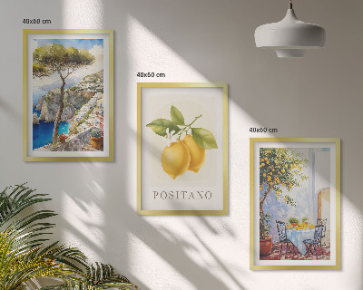 Billedvæg inspiration Udsigt over Positano med citroner