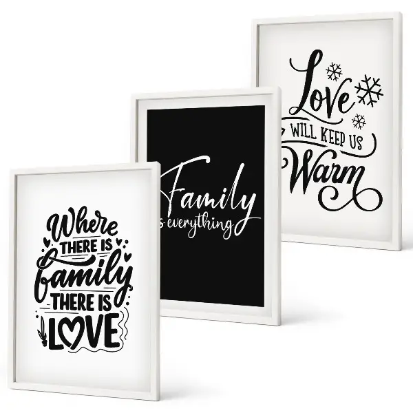 Billedsæt til soveværelset med motiver af familie, kærlighed, varme og hjem