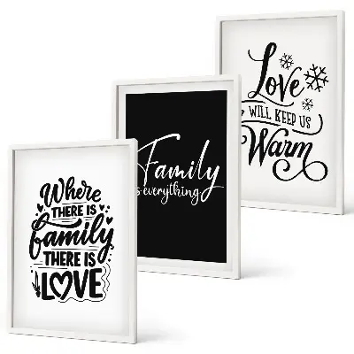 Billedsæt til soveværelset med motiver af familie, kærlighed, varme og hjem