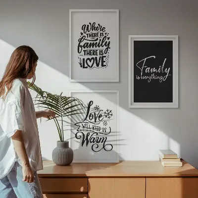 Billedsæt til soveværelset med motiver af familie, kærlighed, varme og hjem