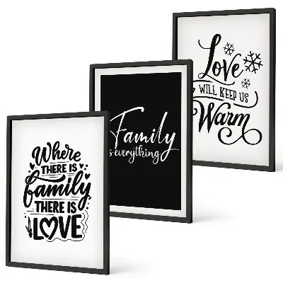 Billedsæt til soveværelset med motiver af familie, kærlighed, varme og hjem