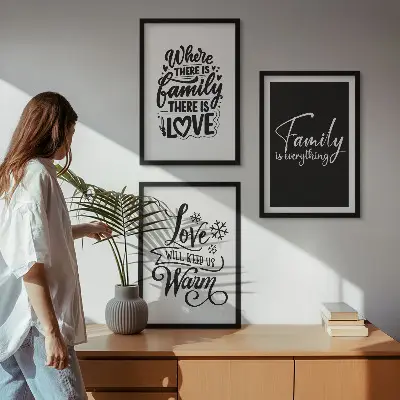 Billedsæt til soveværelset med motiver af familie, kærlighed, varme og hjem