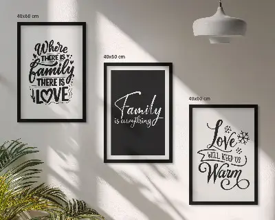 Billedsæt til soveværelset med motiver af familie, kærlighed, varme og hjem