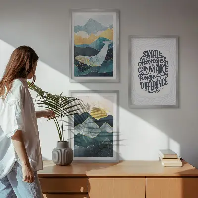 Billedvæg med abstrakt bjergmotiv inspiration til din billedvæg
