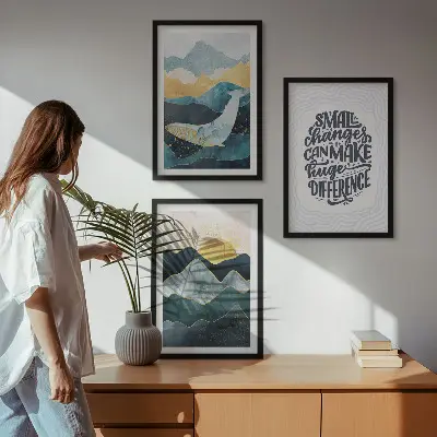 Billedvæg med abstrakt bjergmotiv inspiration til din billedvæg