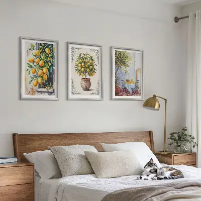 Triptykon med citrontræ og frugter indrammede billeder