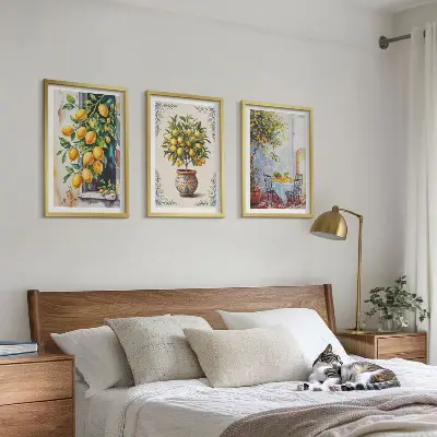 Triptykon med citrontræ og frugter indrammede billeder