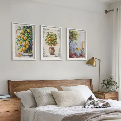 Triptykon med citrontræ og frugter indrammede billeder