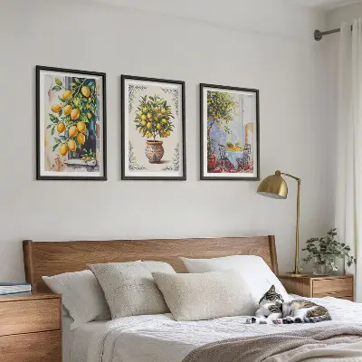 Triptykon med citrontræ og frugter indrammede billeder