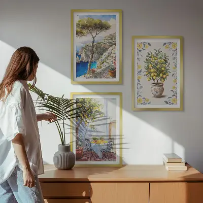 Malerier af havcitrontræer inspiration til billedvæg