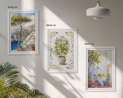 Malerier af havcitrontræer inspiration til billedvæg
