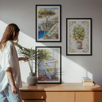 Malerier af havcitrontræer inspiration til billedvæg