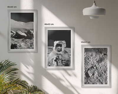 Triptykon billeder med ramme NASA fotos måneastronaut