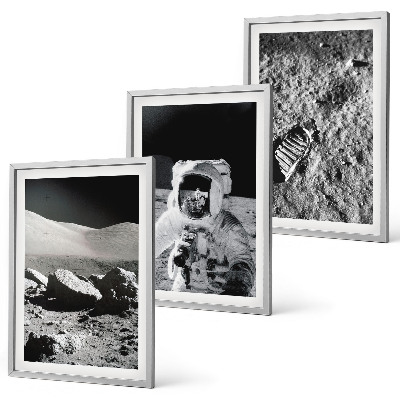 Triptykon billeder med ramme NASA fotos måneastronaut