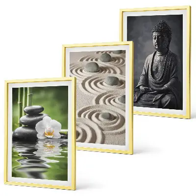 Billedsæt til soveværelset med afslappende motiv af en zen Buddha
