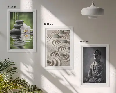 Billedsæt til soveværelset med afslappende motiv af en zen Buddha