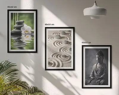 Billedsæt til soveværelset med afslappende motiv af en zen Buddha