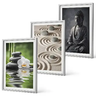 Billedsæt til soveværelset med afslappende motiv af en zen Buddha