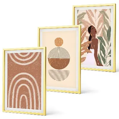 Billedvæg med plantemønstre og geometri inspiration til stilfuld indretning
