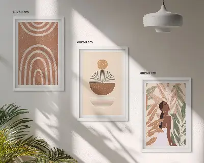 Billedvæg med plantemønstre og geometri inspiration til stilfuld indretning