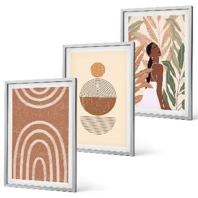 Billedvæg med plantemønstre og geometri inspiration til stilfuld indretning