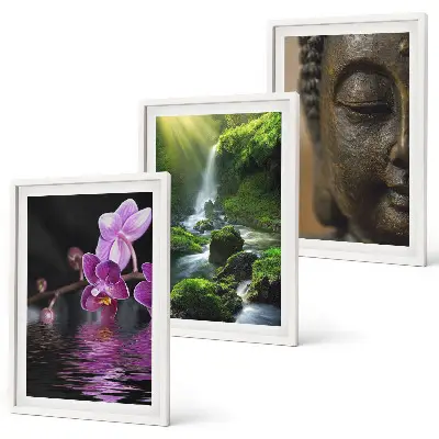 Sengesæt til soveværelset med motiv af blomstrende vandfald, Buddha og Zen-klipper