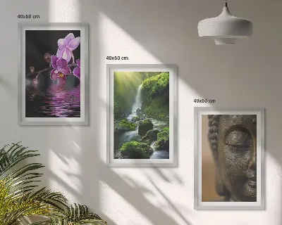 Sengesæt til soveværelset med motiv af blomstrende vandfald, Buddha og Zen-klipper