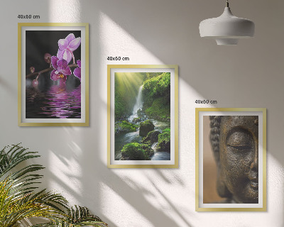 Billedsæt til soveværelset Blomster vandfald Buddha klippe Zen