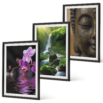 Billedsæt til soveværelset Blomster vandfald Buddha klippe Zen