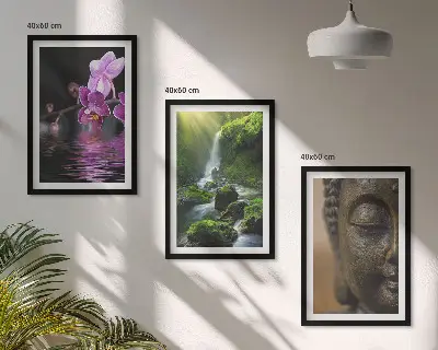 Sengesæt til soveværelset med motiv af blomstrende vandfald, Buddha og Zen-klipper