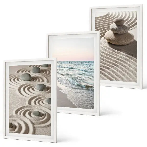 Billedvæg inspiration med bølger, sand, vand og sten på stranden