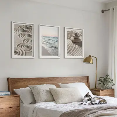 Billedvæg inspiration med bølger, sand, vand og sten på stranden