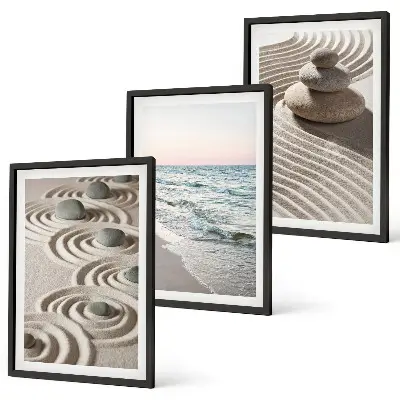 Billedvæg inspiration med bølger, sand, vand og sten på stranden