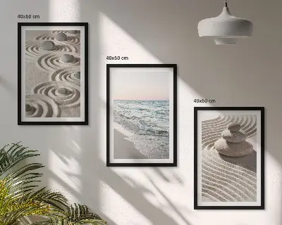 Billedvæg inspiration med bølger, sand, vand og sten på stranden
