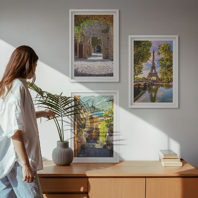 Billedvæg inspiration Gader med Eiffeltårnets arkitektur