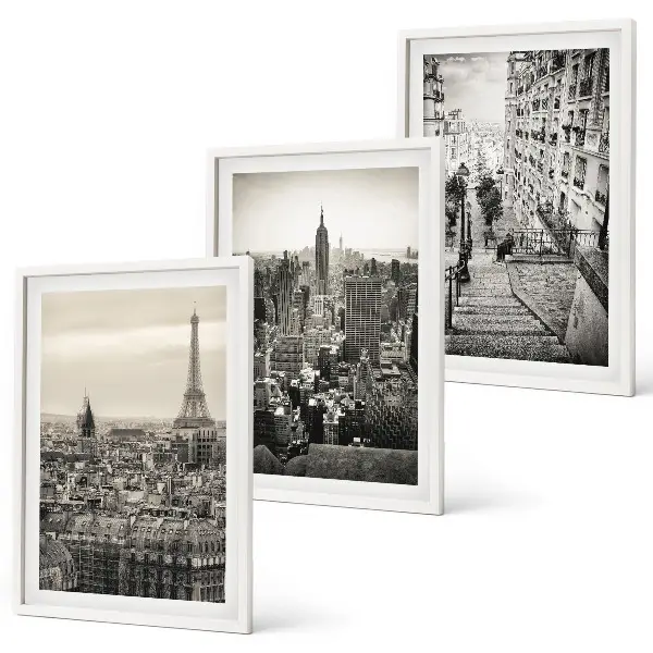 Billedvæg med inspiration udsigt over Paris og trappen i New York