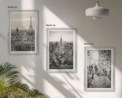 Billedvæg med inspiration udsigt over Paris og trappen i New York