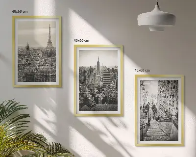 Billedvæg med inspiration udsigt over Paris og trappen i New York