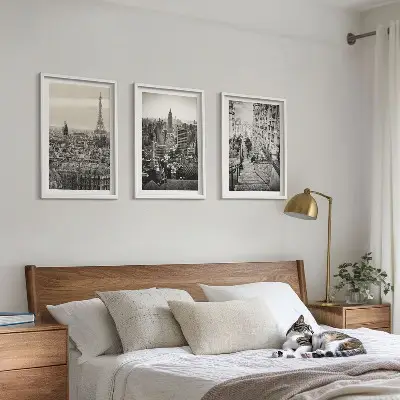 Billedvæg med inspiration udsigt over Paris og trappen i New York