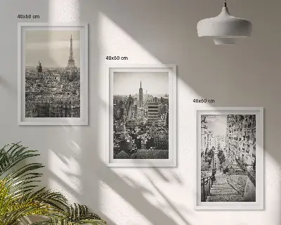 Billedvæg med inspiration udsigt over Paris og trappen i New York