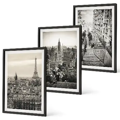 Billedvæg med inspiration udsigt over Paris og trappen i New York
