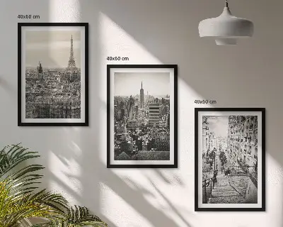 Billedvæg med inspiration udsigt over Paris og trappen i New York