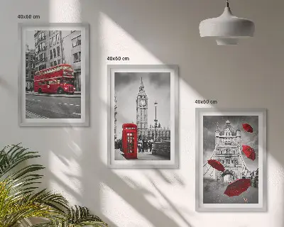 Billedvæg med inspiration røde accenter fra London
