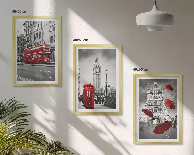 Billedvæg med inspiration røde accenter fra London
